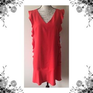 CeCe dress Red orange ruffle by Cynthia Steffe NEW